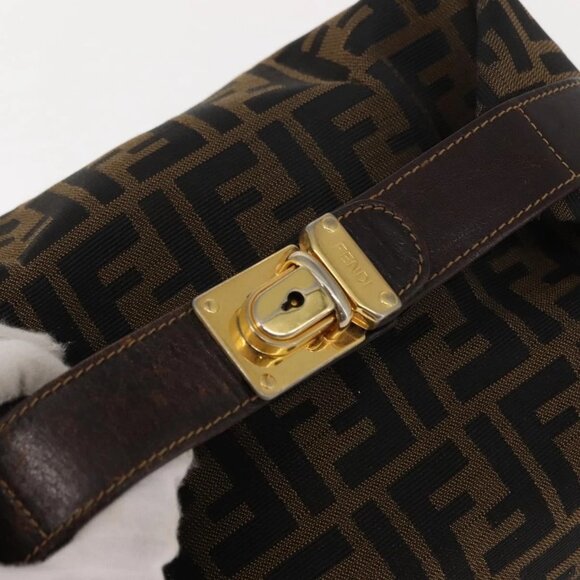 FENDI Zucca Canvas Vanity Bag Black Brown Auth 147545 - Picture 8 of 16